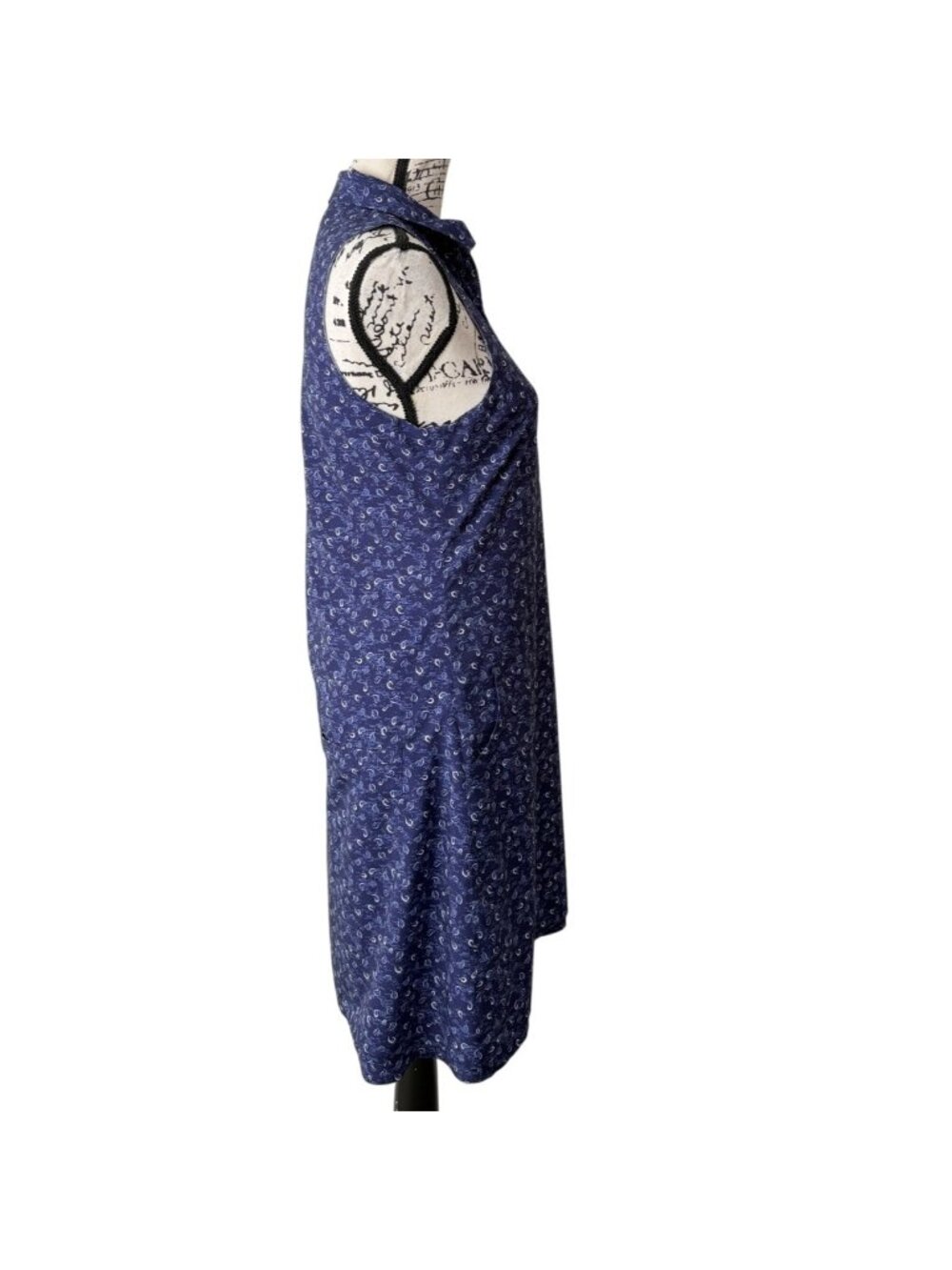Peter Millar Womens Size S Sleeveless Dress Navy Paisley 1/4 Zip Collared UPF 50 - Picture 2 of 7